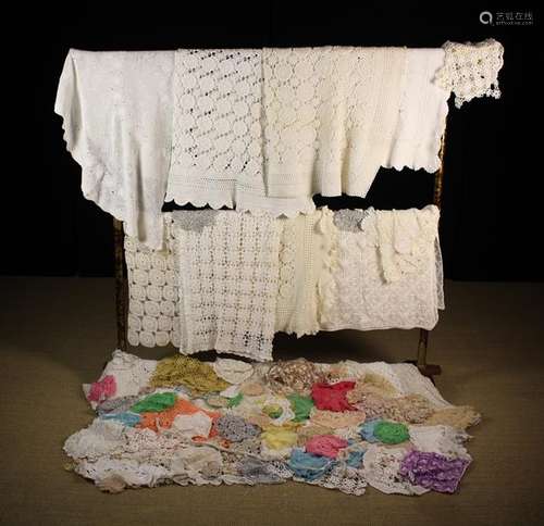 Ten Hand-crocheted Tablecloths and a Quantity of Crocheted T...