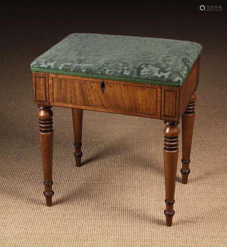 A George IV Inlaid Mahogany Piano Stool.