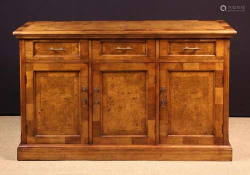 A Modern Burr Veneered Sideboard with banded boarder,