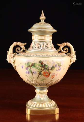 A 19th Century Royal Worcester Urn & Cover marked with Kerr ...