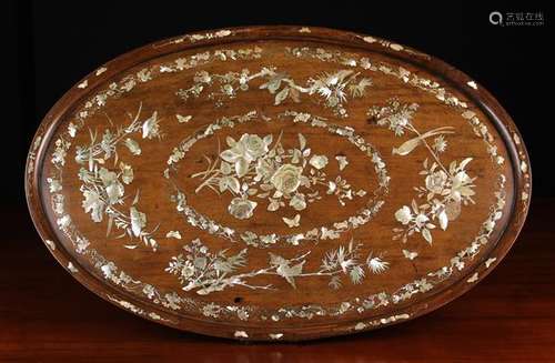 An Attractive 19th Century Inlaid Rosewood Tray.