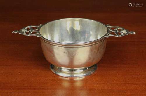 A Victorian Silver Porringer with decoratively pierced lug h...