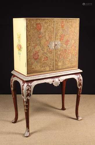 A Fine Vintage Painted & Tapestry Clad Cabinet on Stand in t...