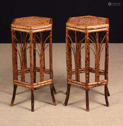 A Pair of Bamboo Stands/Lamp Tables enriched with simulated ...