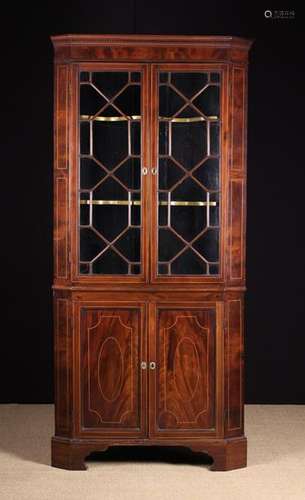 A Fine Georgian Inlaid Mahogany Standing Corner Cupboard.