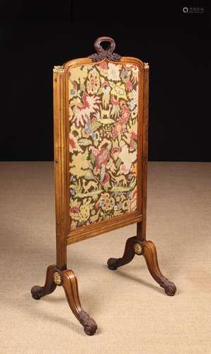 A Fine, 19th Century Woolwork Fire Screen.