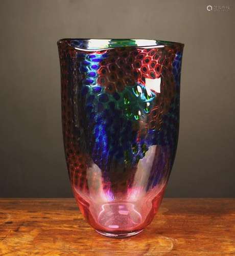 A Large Coloured Dimpled Glass 'Twists' Gallery Art Vase ins...