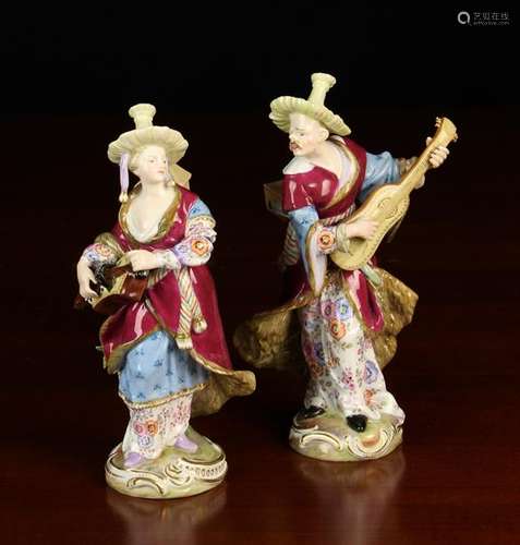 A Pair of Late 19th Century Meissen Porcelain Figures of Mal...