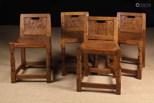 A Set of Four Vintage Robert 'Mouseman' Thompson Chairs, Cir...