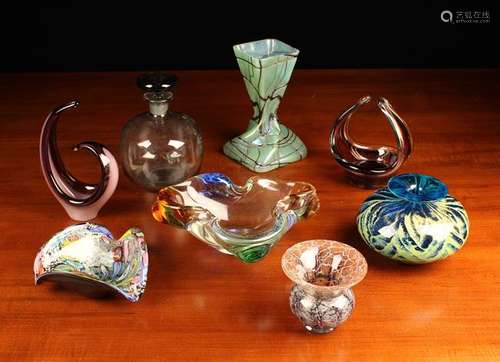 A Group of Vintage Studio Glass: Murano glass trefoiled cent...