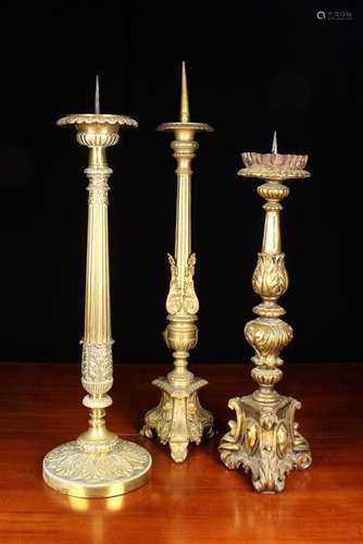 Three Decorative Pricket Candle Sticks.