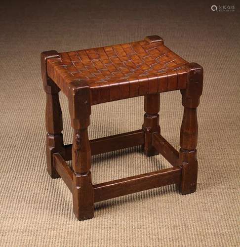 A Robert 'Mouseman' Thompson Stool of joined oak constructio...