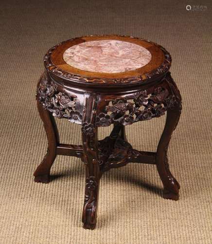 A Small Early 20th Century Chinese Carved Hardwood Stand.