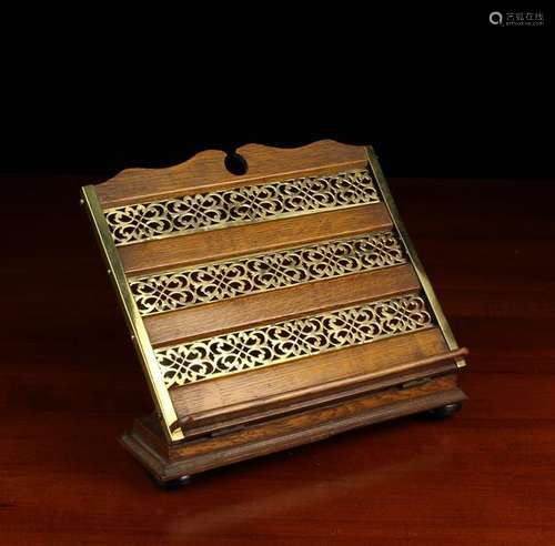 A Good Oak Book Rest inset with horizontal bands of intricat...