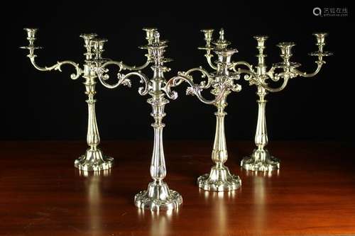 A Fine Set of Four Adaptable Sheffield Plated Candelabra, Ci...