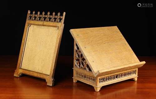 A Neo-Gothic Fretted Oak Book Rest & Frame.