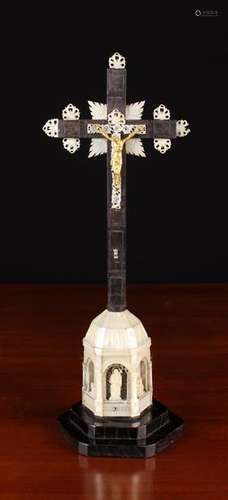 A 19th Century Ebony & Mother-of-Pearl Crucifix mounted with...