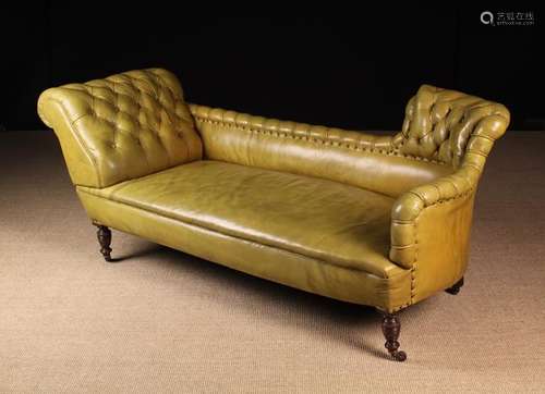 A 19th Century Chaise Longue/Settee re-upholstered in mustar...