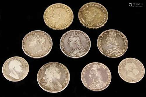 A Collection of English Coins to include: A William III crow...