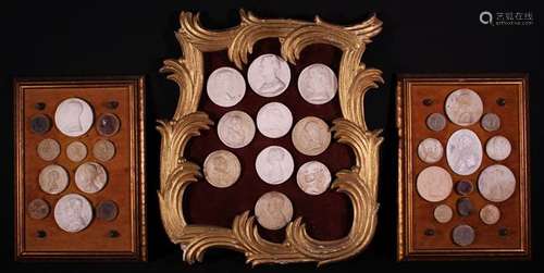 Three Framed Groups of Plaster Cast Grand Tour Medallions: T...