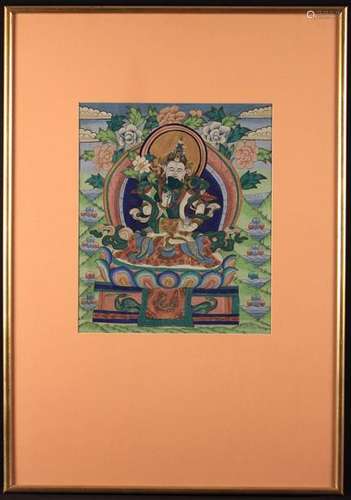 A Tibetan Thangka painted in gouache on fabric with Green Ta...