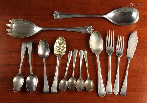 A Group of 19th Century & Later Silver Spoons & Forks: A pai...