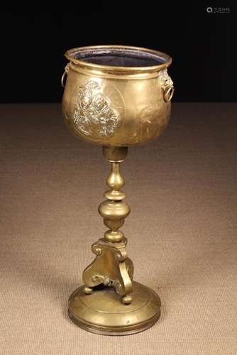 A 19th Century Brass Jardiniere on stand (A/F).