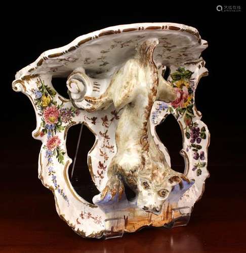 A 19th Century Faience Wall Bracket with polychrome decorati...