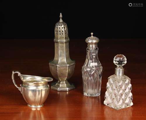 A Silver Sugar Castor, Creamer and Two Silver Mounted Cut Gl...