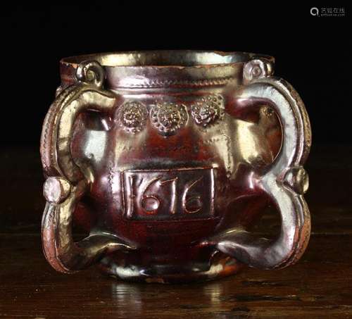 A Rare 17th Century Wrotham-ware Tyg dated 1676.