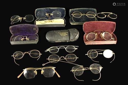 A Group of Antique Spectacles and Pince Nez: Five pairs of s...