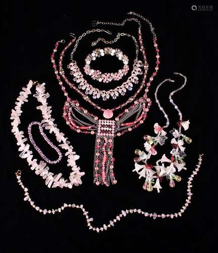 A Pretty Collection of Pink Costume Jewellery to include; a ...