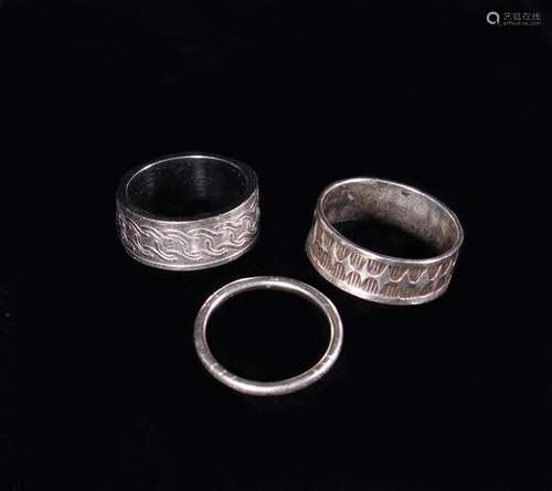 Three Silver Coloured Gentleman's Rings.