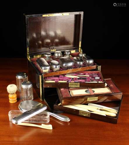 A Fine Quality 19th Century French Silver-mounted Vanity Set...