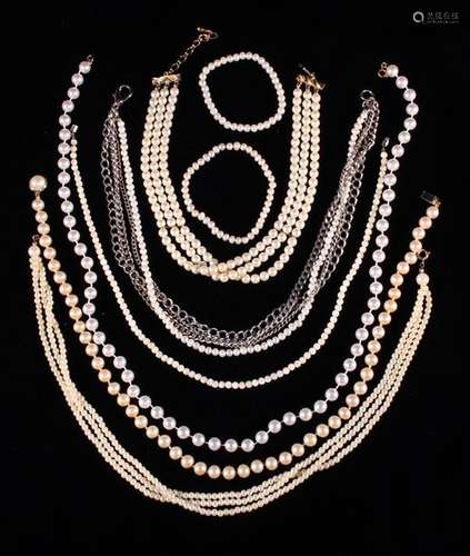 A Group of Five Simulated Pearl Necklaces,