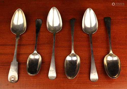 Six Georgian Silver Tablespoons: One Scottish hallmarked Edi...