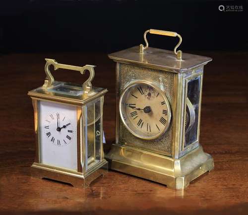 Two Brass Carriage Clocks (A/F): One being musical with 1½ i...