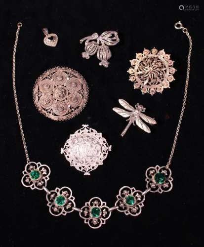 A Small Collection of Silver Coloured Costume Jewellery to i...