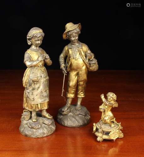 A Pair of 19th Century Silver & Gilt Patinated Spelter Figur...