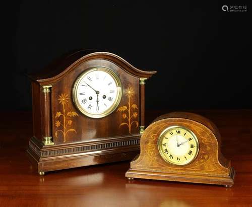 Two Edwardian Inlaid Mahogany Cased Clocks; one 12