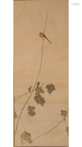 A Chinese Birds Painting Scroll