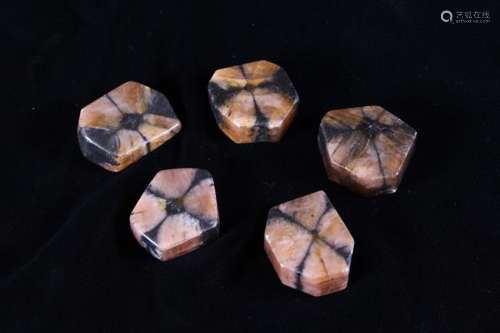 A Group of Five Small Chastolite Mineral Samples, approx 1 i...