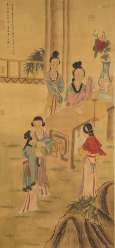 A Chinese Ladies Painting Scroll