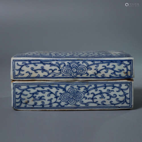 A Blue And White Interlocking Lotus Porcelain Seal Box And C...