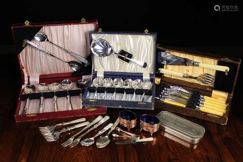 A Collection of Silver & Metalware: A Cased Set of Six Silve...