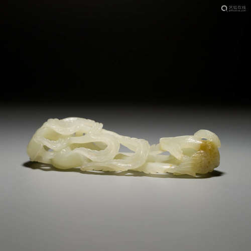 A openwork Jade Flowers&Bugs Pendant, with Some Dents on Bod...