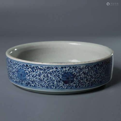 A Blue And White Floral Porcelain Washer