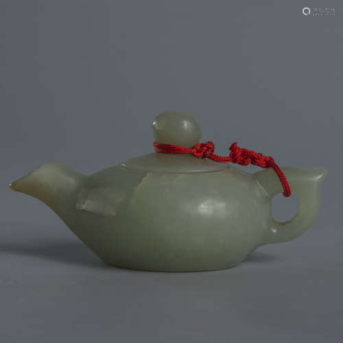 A Gray Jade Carved Teapot