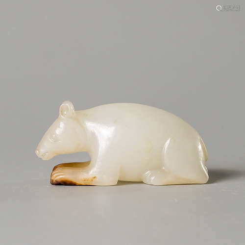 A Carved Hetian White Jade Bear