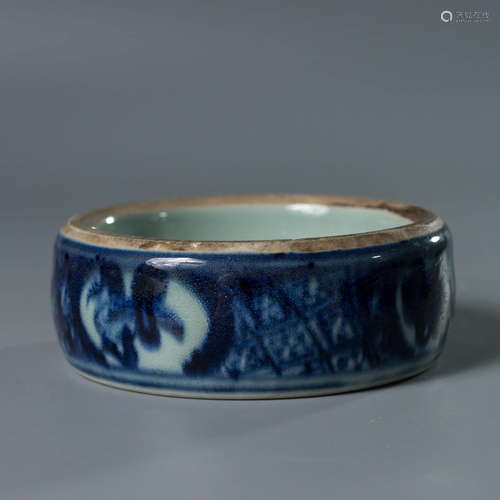 A Blue And White Floral Porcelain Inkslab